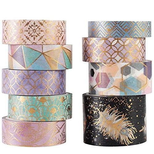 Hot Sale Custom Design Vintage Wholesale DIY Gold Foil Printed Paper Washi Tape