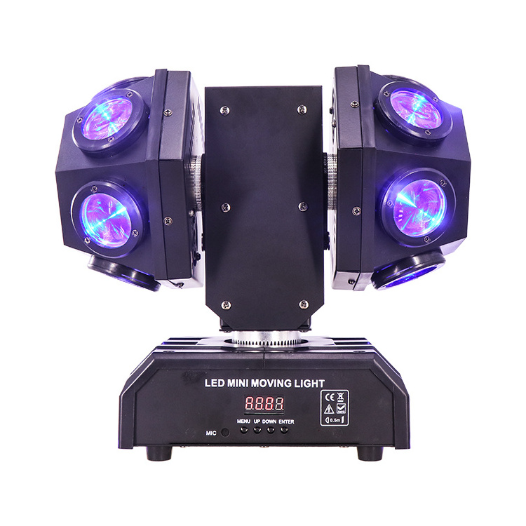 Rotation Dj Disco RGBW 4 in 1 LED 12Pcs 10W Mini Double Arm Moving Head Light With Laser