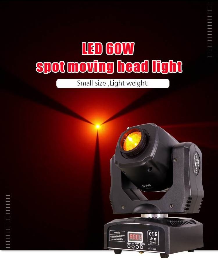 Factory Direct Sale 60W Mini Led Dmx Gobo Spot Light Club Dj Stage Lighting Party Moving Heads Light