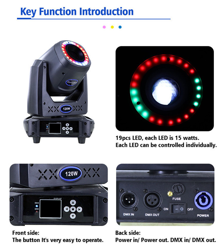 Led Spot Wash Lighting Moving Head Light 100W LED White Light Rainbow Water Effect 16/14/12/10 Channels 250W Power 1500 Gy 90