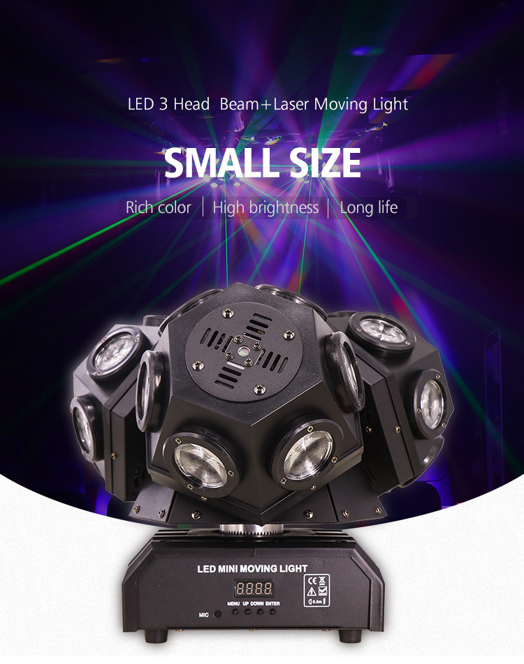 LED 3 Head  Beam Laser Moving Light  Stage Light Dj Disco Ball 18pcs x 10w Led Rgbw Fast Moving Head Light  200W