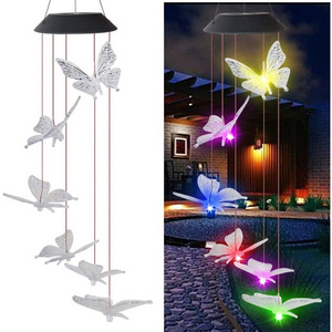 hummingbird Memorial solar wind chime with Colorful Light Christmas holiday lighting solar string fairy butterfly