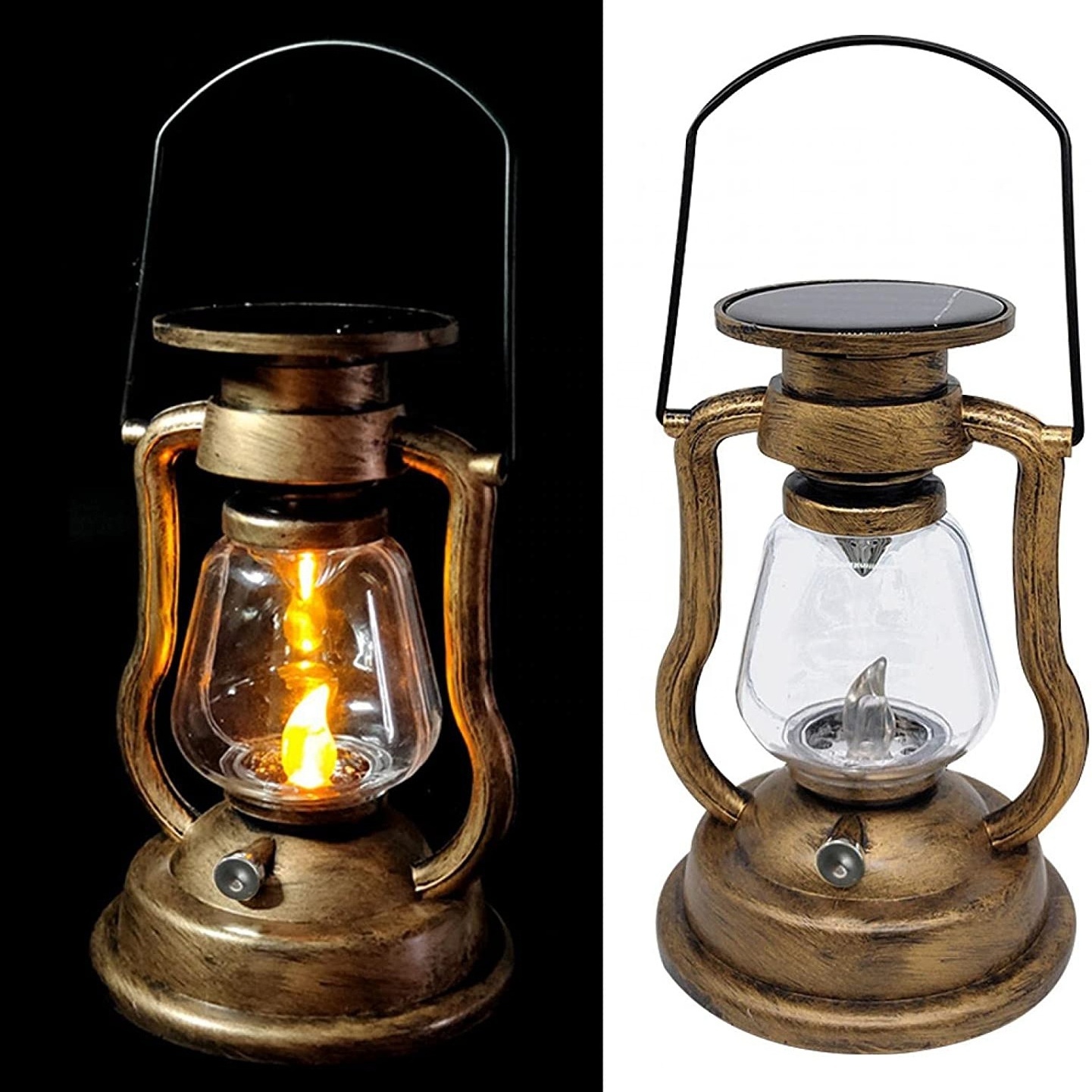 2022 New Arrival Solar Powered Hanging Lantern Retro Antique LED Oil Lamp Miners Lantern for Garden Table Camping