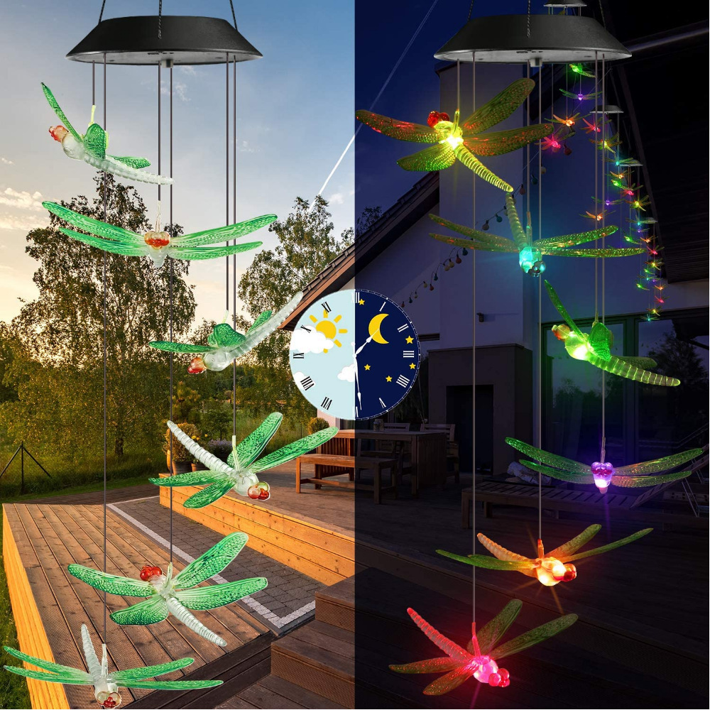 hummingbird Memorial solar wind chime with Colorful Light Christmas holiday lighting solar string fairy butterfly