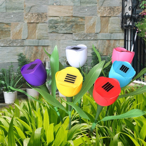 Colorful Outdoor Garden Light Solar Powered LED Tulip Home Lawn Lamp Flowers Outdoor Decoration Lighting Light