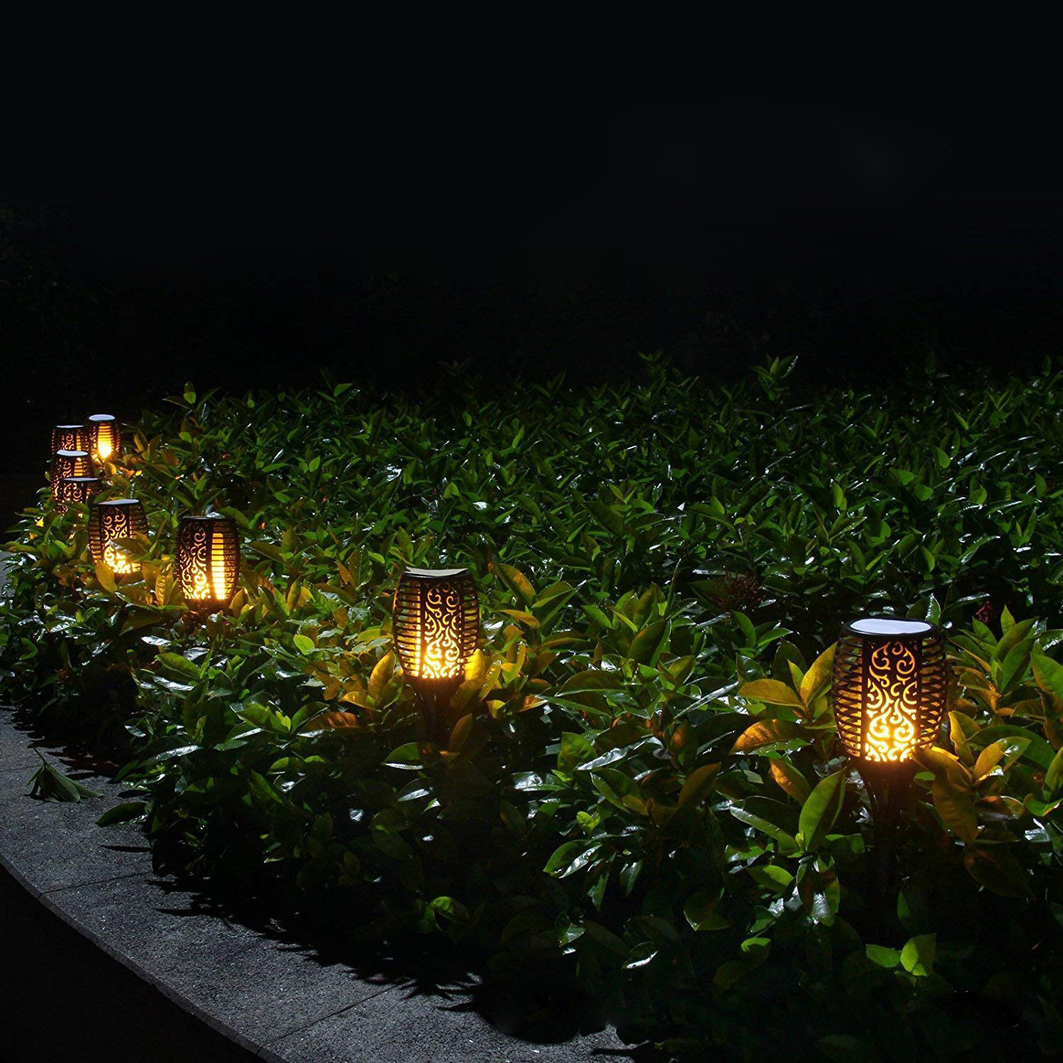 Factory hot sale 6 12 33 96 LED Landscape Waterproof Decorative Lawn Lamp Solar Garden Flame Light Solar Torch Flame Light