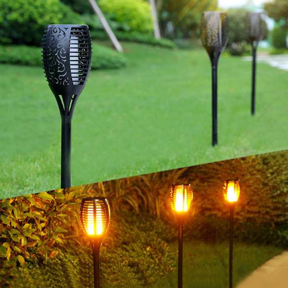 Factory hot sale 6 12 33 96 LED Landscape Waterproof Decorative Lawn Lamp Solar Garden Flame Light Solar Torch Flame Light