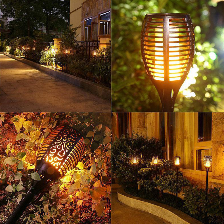 Factory hot sale 6 12 33 96 LED Landscape Waterproof Decorative Lawn Lamp Solar Garden Flame Light Solar Torch Flame Light