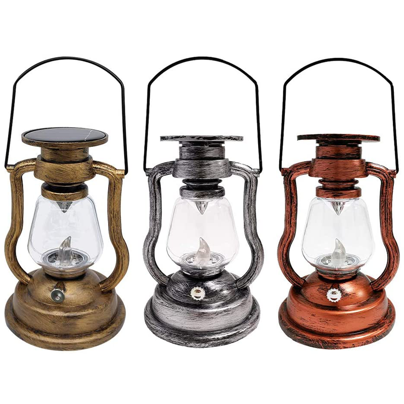 Outdoor Hanging Solar Lantern Solar Kerosene Lamp Retro Oil Lamp Solar for Decor Tree Pavilion Lawn Porch  Camping Lantern