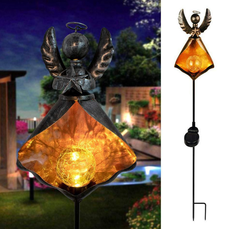 Garden Decorative Garden Solar Lights Outdoor Decor, Crystal Glass Globe Metal Moon Stake Light, Yard Art Decorations O