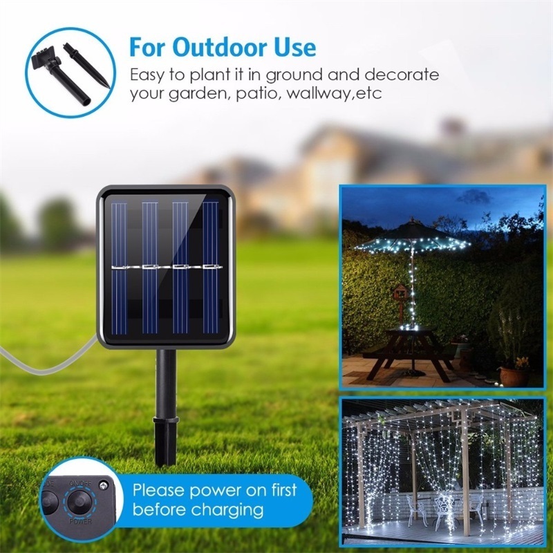 Waterproof Water Outdoor Garden Party solar light strings Christmas Holiday Lighting LED String Rope Lights