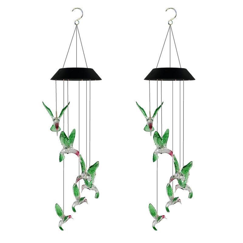 hummingbird Memorial solar wind chime with Colorful Light Christmas holiday lighting solar string fairy butterfly