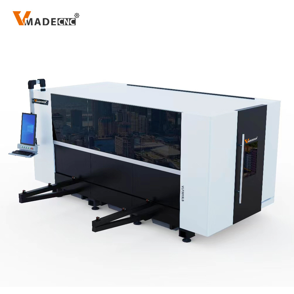 Heavy Duty Factory Supply Metal CNC Fiber Laser Cutting Machine With Full Cover For Metal Sheet