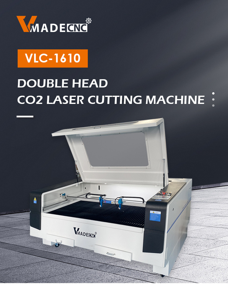 80W  100w 150w CO2 1610 Laser Cutting Machine Price  with Double Heads