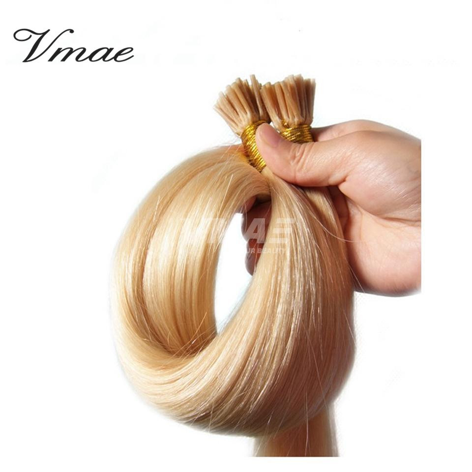 VMAE 1g/ strand 100g Pre-bonded Natural 613 blond Russian Straight Keratin Double Drawn I-tip Virgin Human Hair Extensions