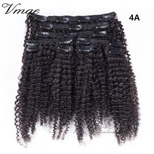 VMAE 100g Double Drawn Clip-In Hair Extensions Black African 4A 4B 4C 3A 3C Burmese Human Hair 4B Style 100% Human Hair Material