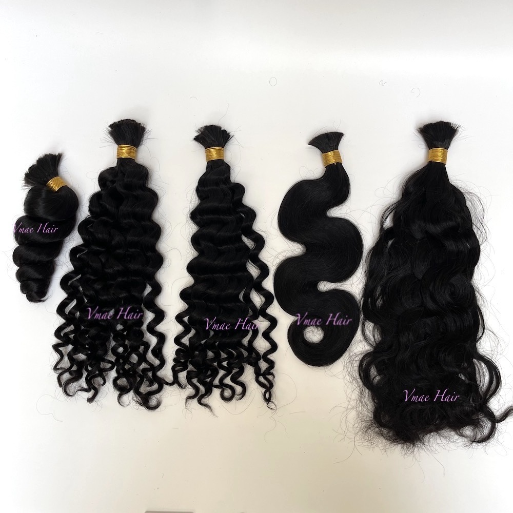 VMAE Peruvian Full Cuticle Aligned No Weft Virgin Hair Bulk Wholesale Kinky Curly Weave Bulk Human Hair For Braiding