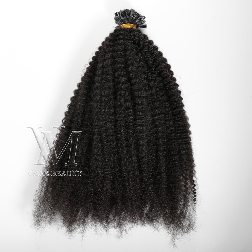 VMAE Prebonded Cuticle Aligned Virgin Human U Tip Hair Extensions Natural Color Afro Kinky Curly Mongolia 100g 4A 4B 4C 1 Piece