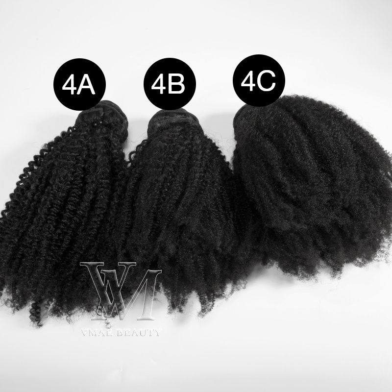 VMAE Raw Burmese Virgin Hair Cuticle Aligned 3A 3C 4A 4B 4C Kinky Afro Curly 3 Bundles Weft with 4*4 Lace Hair Closure