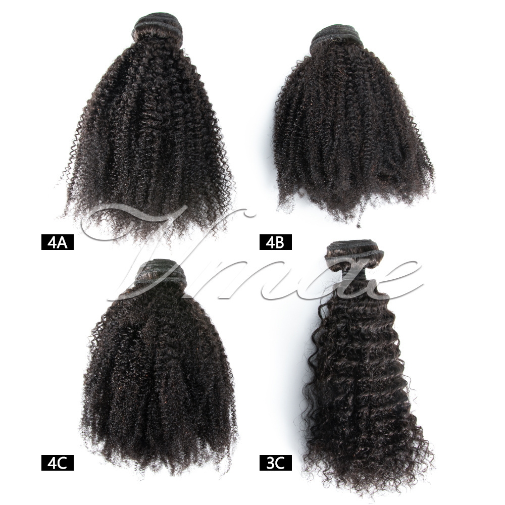 VMAE Raw Burmese Virgin Hair Cuticle Aligned 3A 3C 4A 4B 4C Kinky Afro Curly 3 Bundles Weft with 4*4 Lace Hair Closure