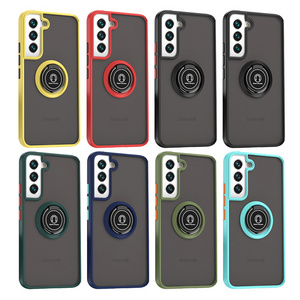 Camera Protect Case For Samsung S22 S21 Ultra S22 Plus S20 FE S20 Ultra TPU PC 2 in 1 Back Cover Finger Ring Holder Case