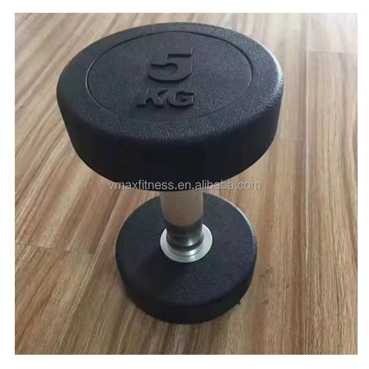 custom round head dumbbell Set 50kg home gym weights exercise with rack fitness equipment round head rubber dumbbell set 10kg