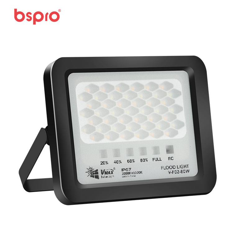 Bspro power cell rechargeable 30w 200w 300w 400w watt outdoor lights led solar flood light with panel