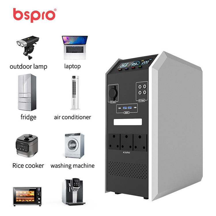 Bspro 3000W Pure Sine Wave Home Generator Complete Set Solar Energy Storage System