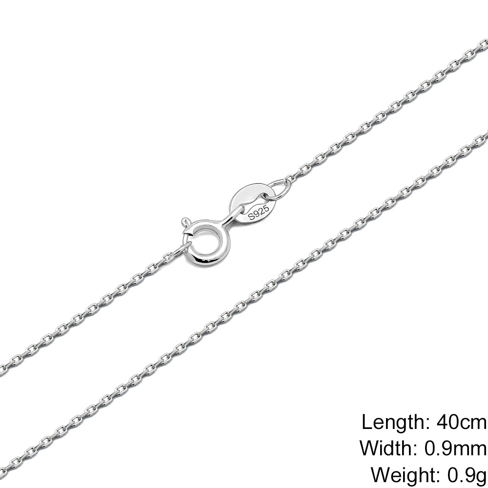 JZSZ-025 thin 0.9mm diamond cut link 925 sterling silver wholesale cable chain necklace with extension