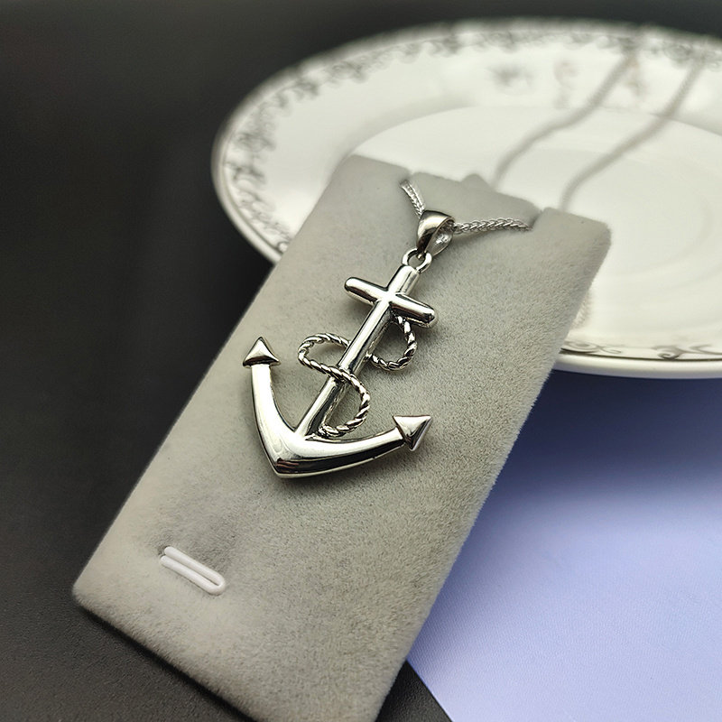 S925 Silver Anchor Pendant Jesus Cross Anchor Pendant For Women Men Necklace Religious Jewelry