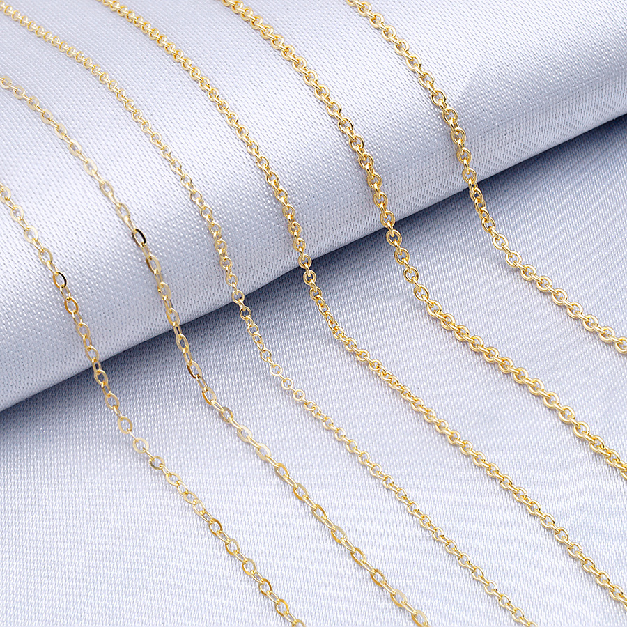 Fine Au585 Real Gold Necklace Solid 14K Pure Gold Chain Permanet Jewelry Chains by Meter Rollo cadena de oro 14k