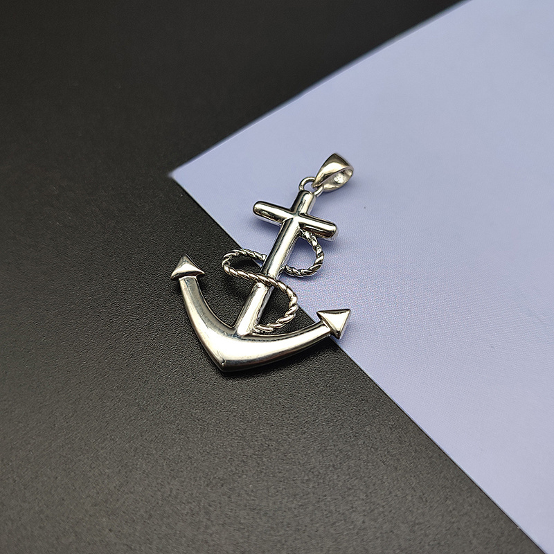 S925 Silver Anchor Pendant Jesus Cross Anchor Pendant For Women Men Necklace Religious Jewelry