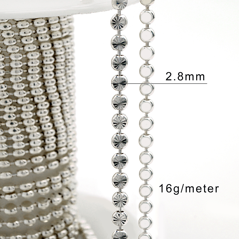 unique shine 2.8mm diamond cut flat beaded chain roll sterling silver waist beads for women belly chain