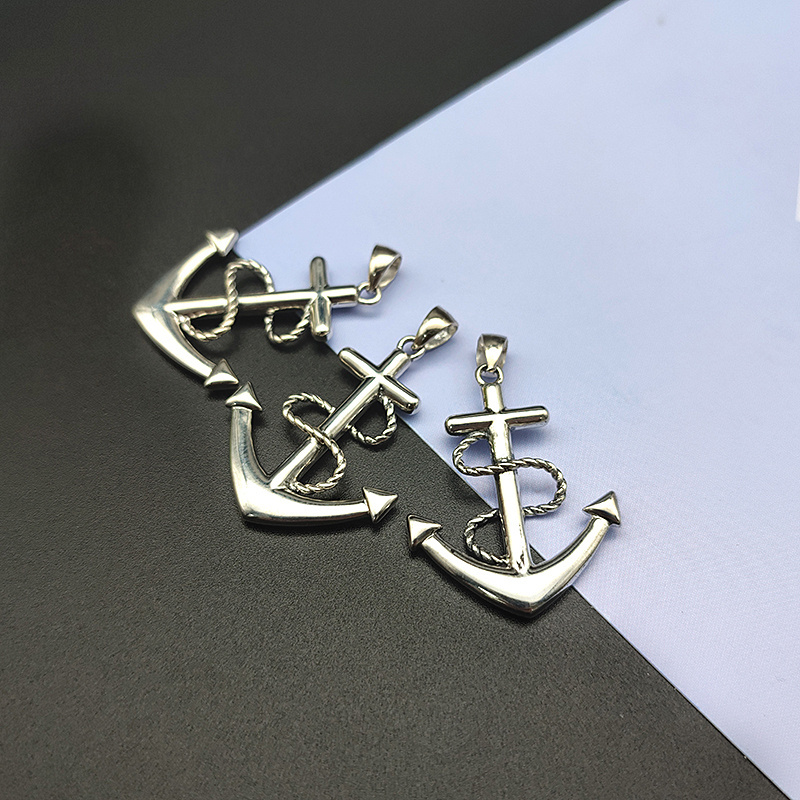 S925 Silver Anchor Pendant Jesus Cross Anchor Pendant For Women Men Necklace Religious Jewelry