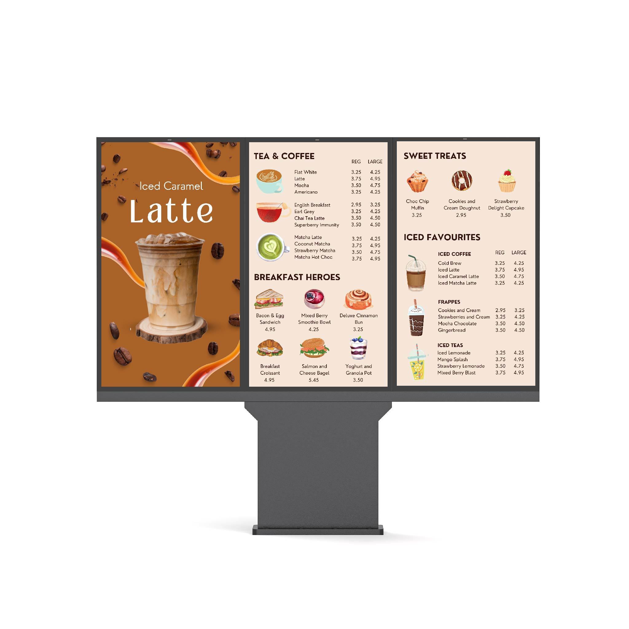 Cafe Shop Outdoor Digital Totem Drive Thru Menu Boards LCD Monitor Freestanding Display Screen Digital Signage Kiosk