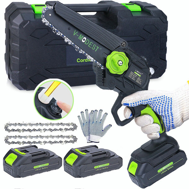 Portable Chainsaw Battery Cordless Handheld Mini Chain Saws Wood Cutter 6 inch Auto-Oiling