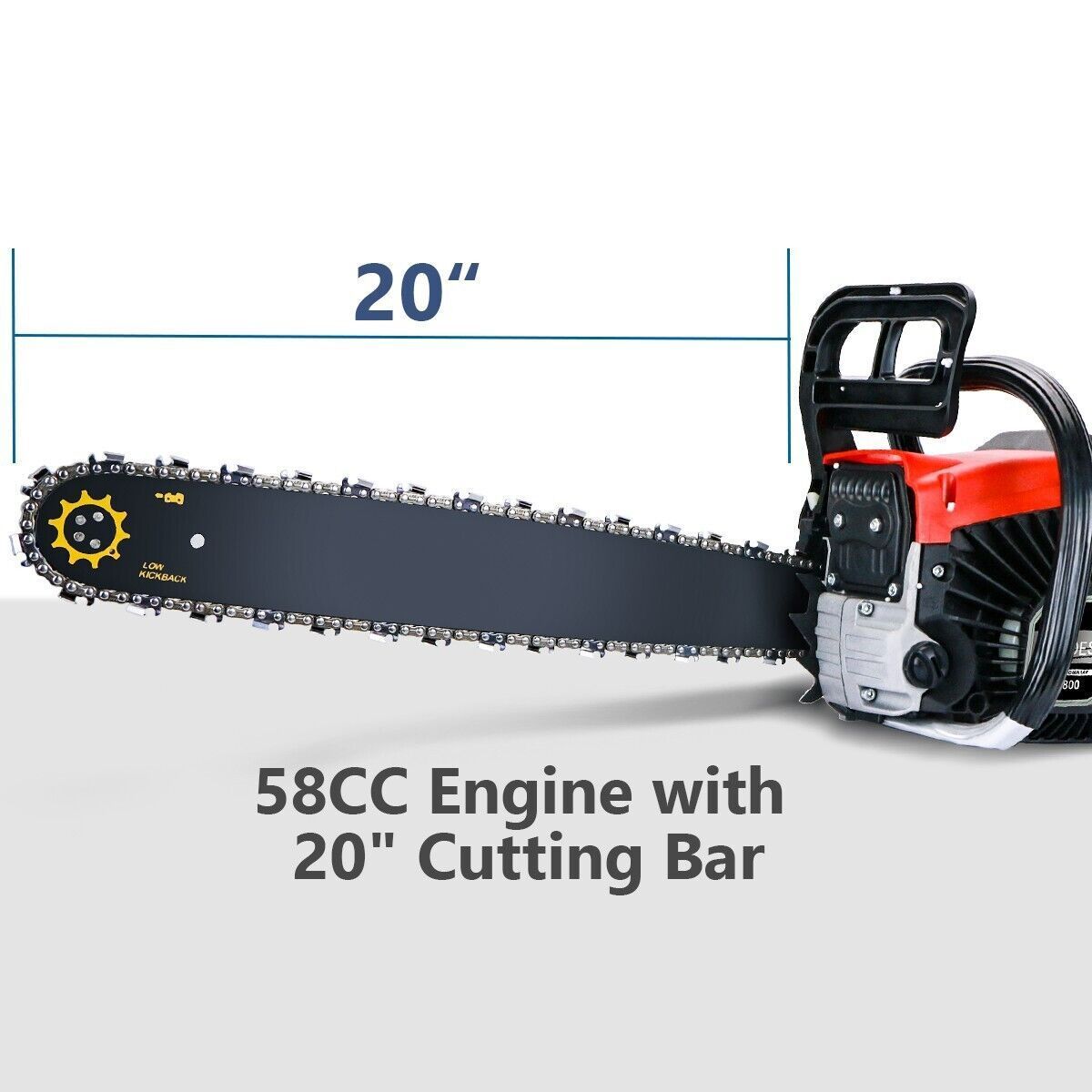 5800 20-inch Petrol/Gasoline Chainsaw  58CC 2-Strokel Engine 3.6HP Gas Powered Chain Saw 2.6KW