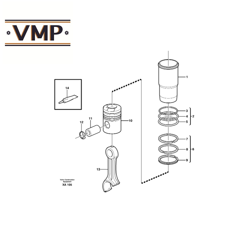 VOE20509932 - Piston Ring for B12, B12M, D12A, D12B, D12C, D12D Bus & FH12, FM12, FL12, NH12 Trucks - OEM