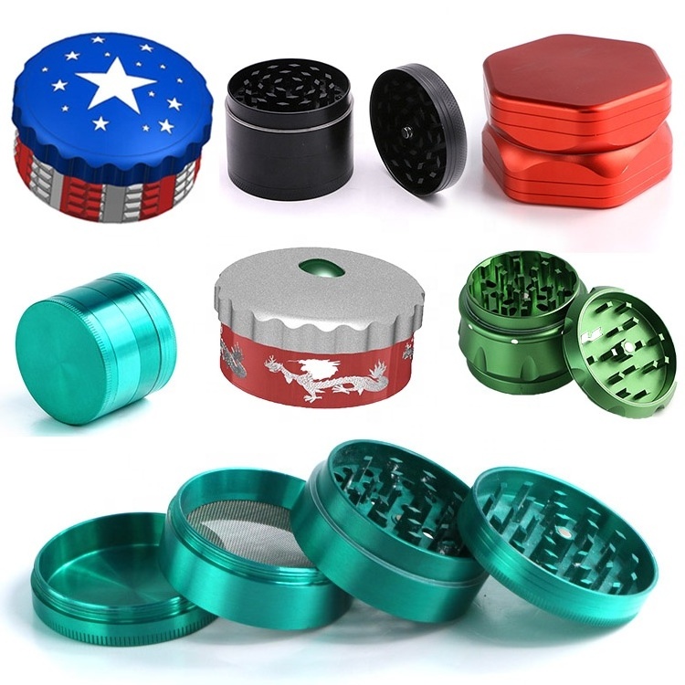 2022 Grinders Herbal Smoking Tobacco Alloy 4 Layers Metal Grinder Custom Logo Dry Herb Grinder