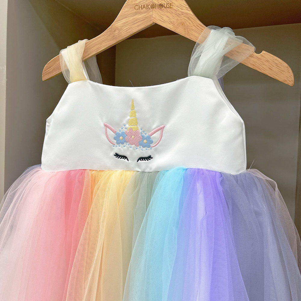 Cosplay Costume Wholesale Unicorn Dress White Pink Princess Dress Little Girl Frocks For Girls Kids Party Sleeveless-Pony Dress