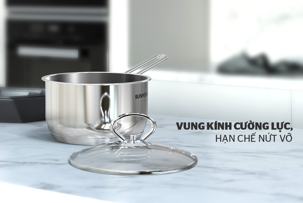 HIGH QUALITY 5 LAYER BOTTOM STAINLESS STEEL SAUCEPAN WITH GLASS LID FOR HOME COOKING