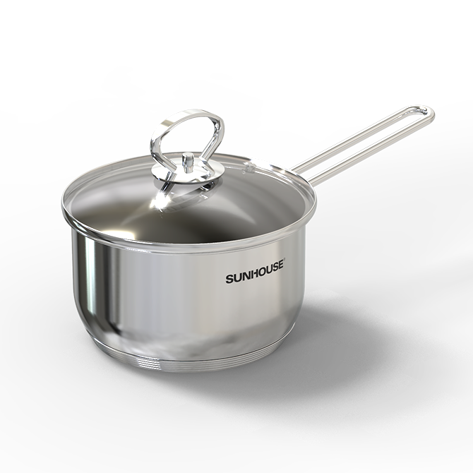 HIGH QUALITY 5 LAYER BOTTOM STAINLESS STEEL SAUCEPAN WITH GLASS LID FOR HOME COOKING