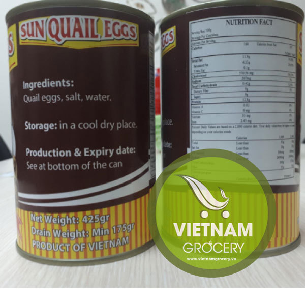 Sun Quail Egg In Brine - High Quality Vietnam Canned Quail Egg 425gr Good Price