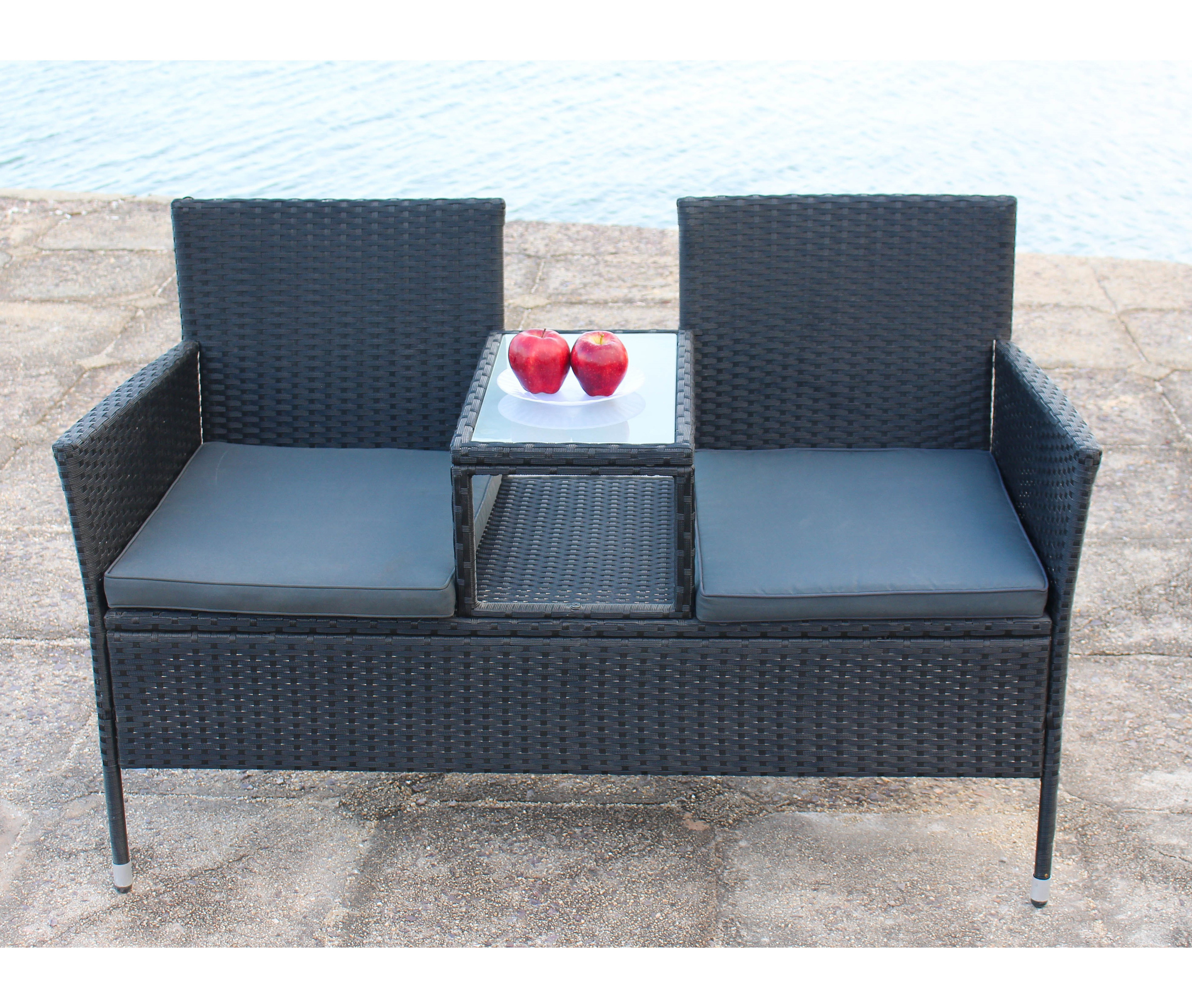 Latest pe poly rattan Wicker Outdoor Garden Furniture, Double Seat Chair, love seat for 2 person with cheap price origin vietnam