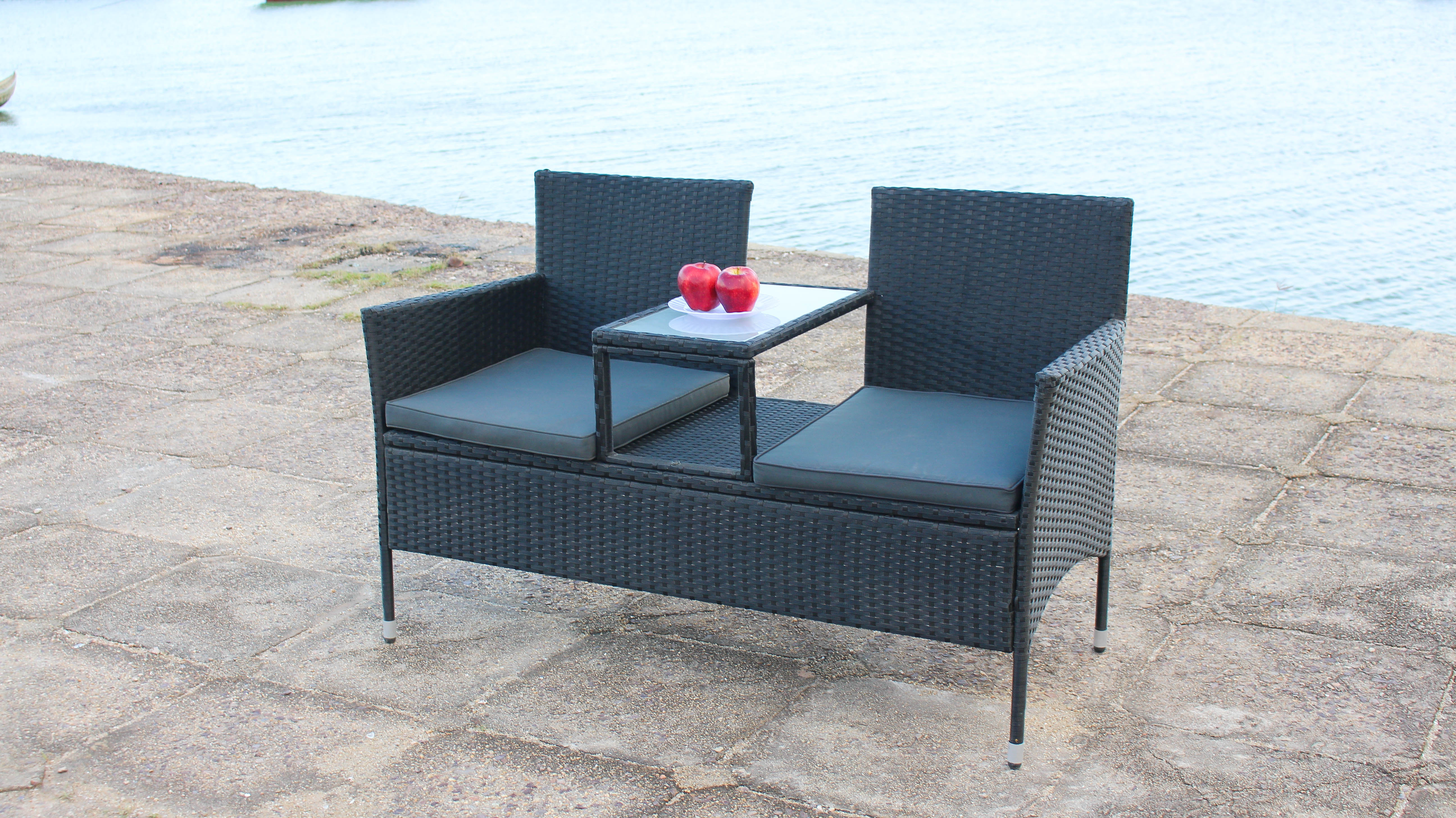 Latest pe poly rattan Wicker Outdoor Garden Furniture, Double Seat Chair, love seat for 2 person with cheap price origin vietnam