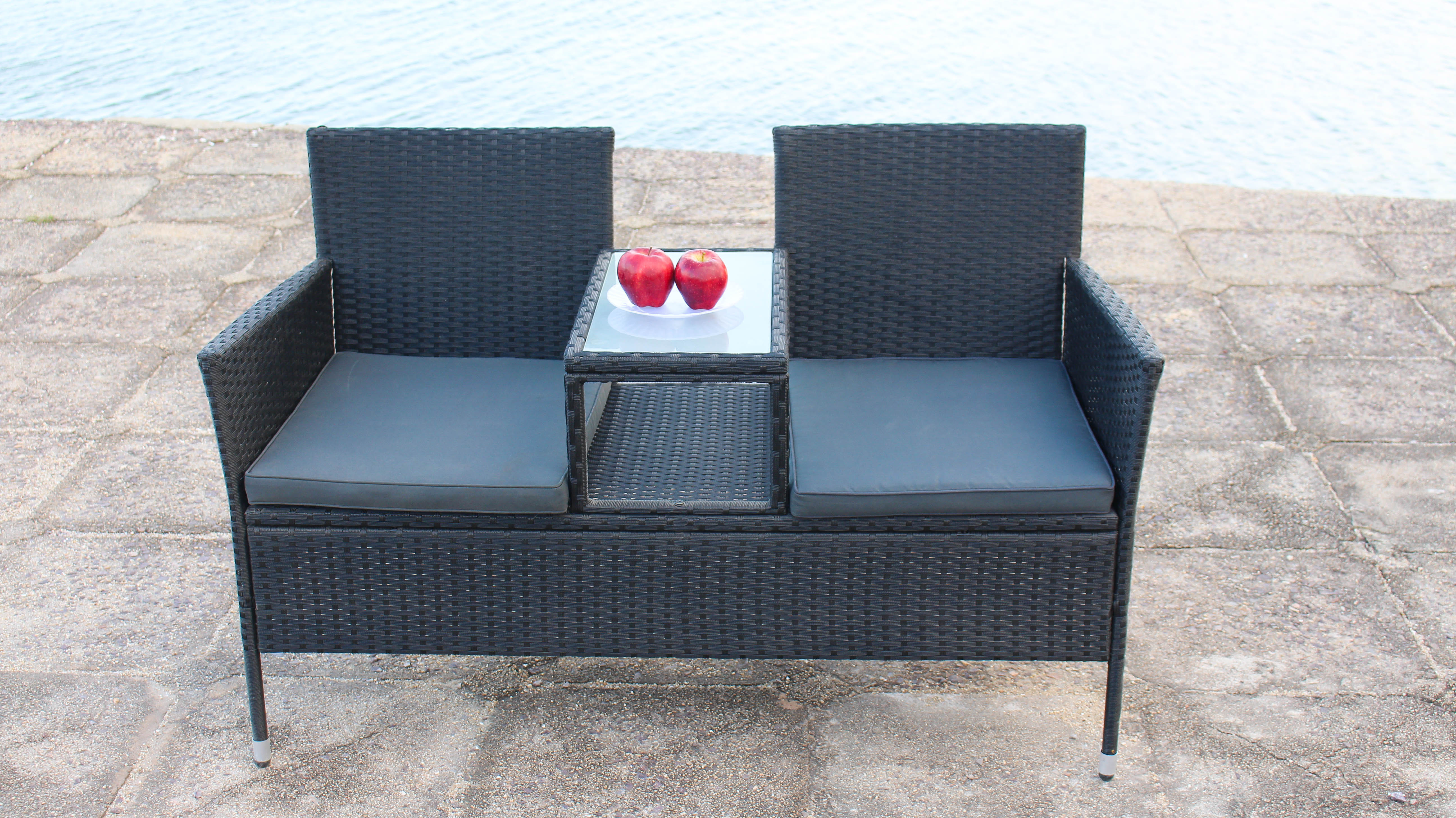 Latest pe poly rattan Wicker Outdoor Garden Furniture, Double Seat Chair, love seat for 2 person with cheap price origin vietnam