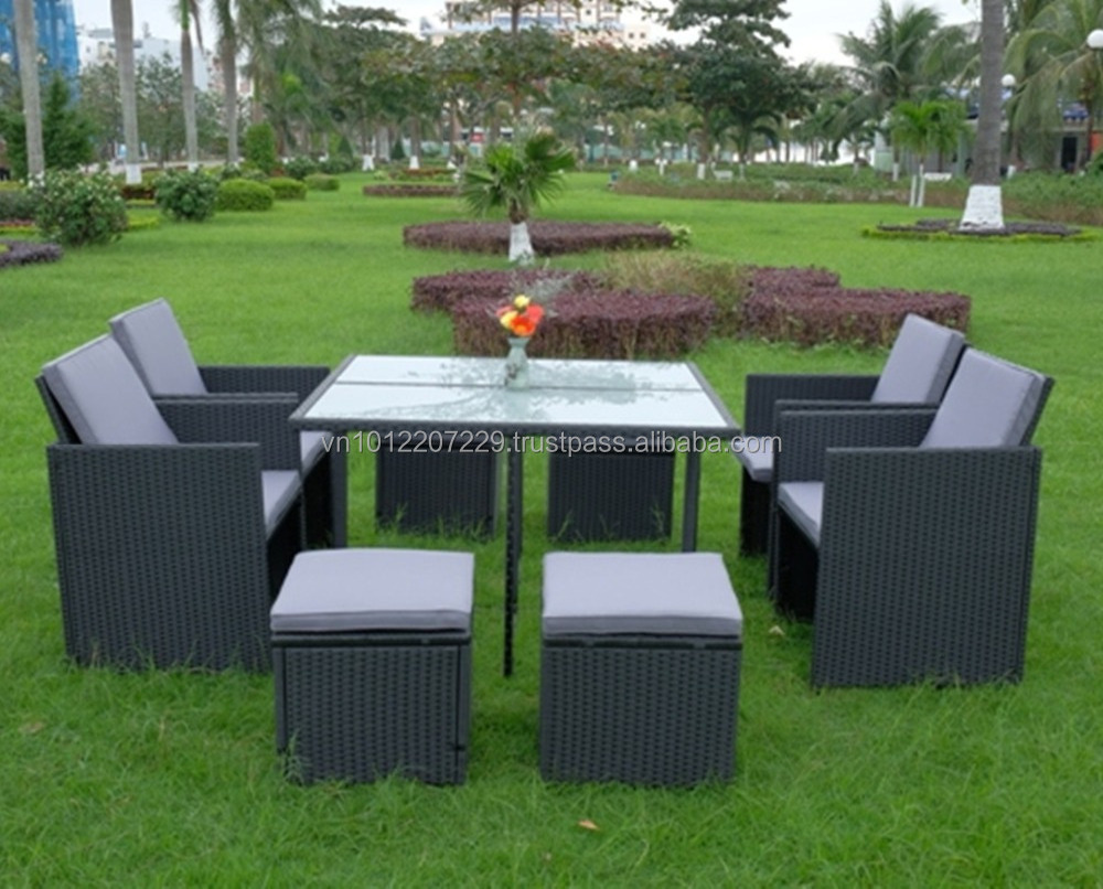 / Garden Furniture - Cube Set PE Rattan Wicker Outdoor 4+4 Normal with 5 Layer Carton Box or Mail Packing Metal or Aluminium