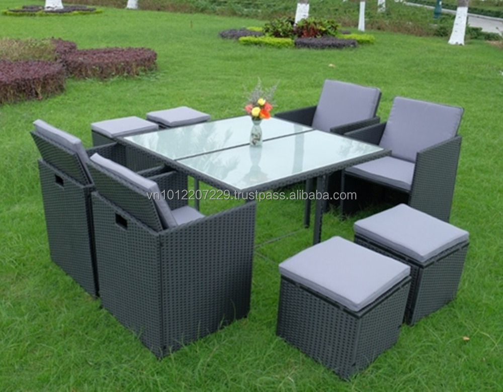 / Garden Furniture - Cube Set PE Rattan Wicker Outdoor 4+4 Normal with 5 Layer Carton Box or Mail Packing Metal or Aluminium