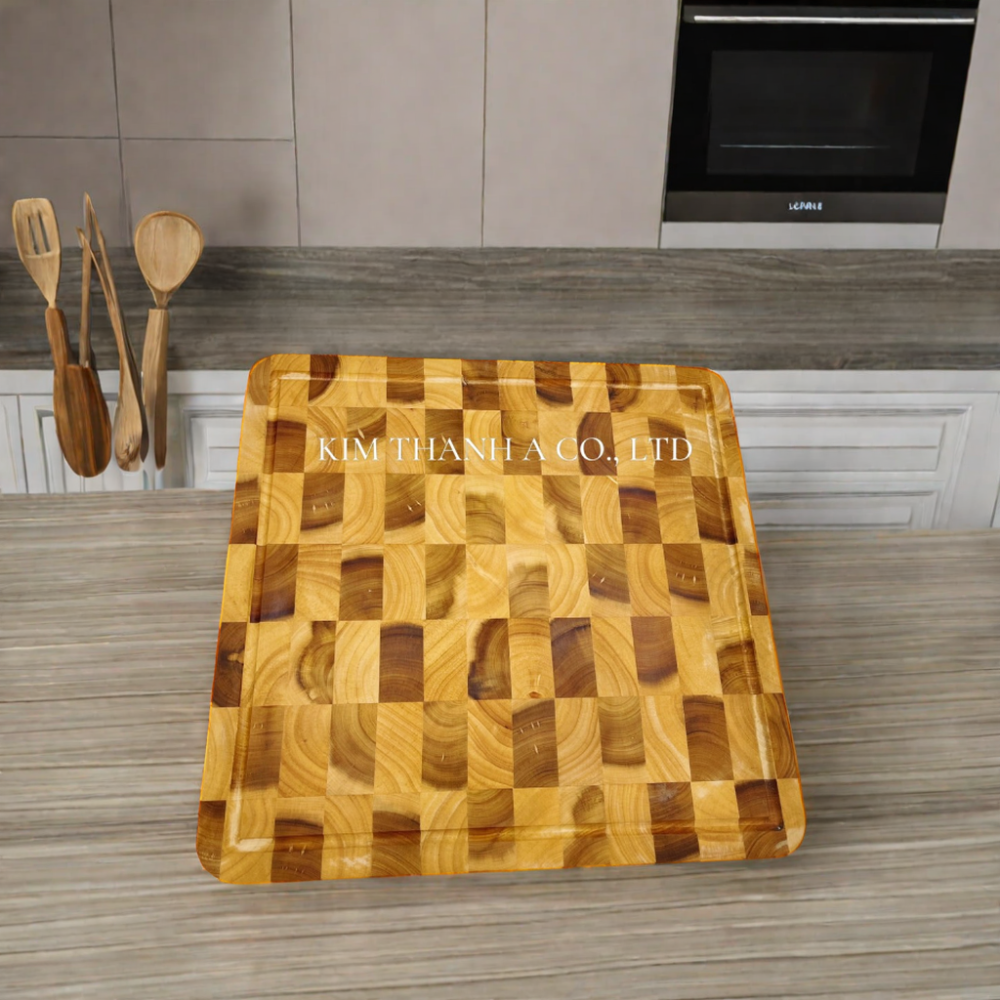 Wholesale Factory-Priced Wooden Chopping Blocks Kitchen Cutting Board in Acacia mix Rubber wood for kitchen table top