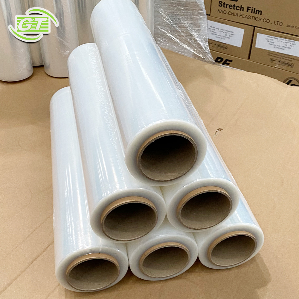 18 Mic Lldpe Wrapping Pallet Transparent Stretch Hood Film Packaging Shrink Film Wrap Roll Hand Clear Stretch Film